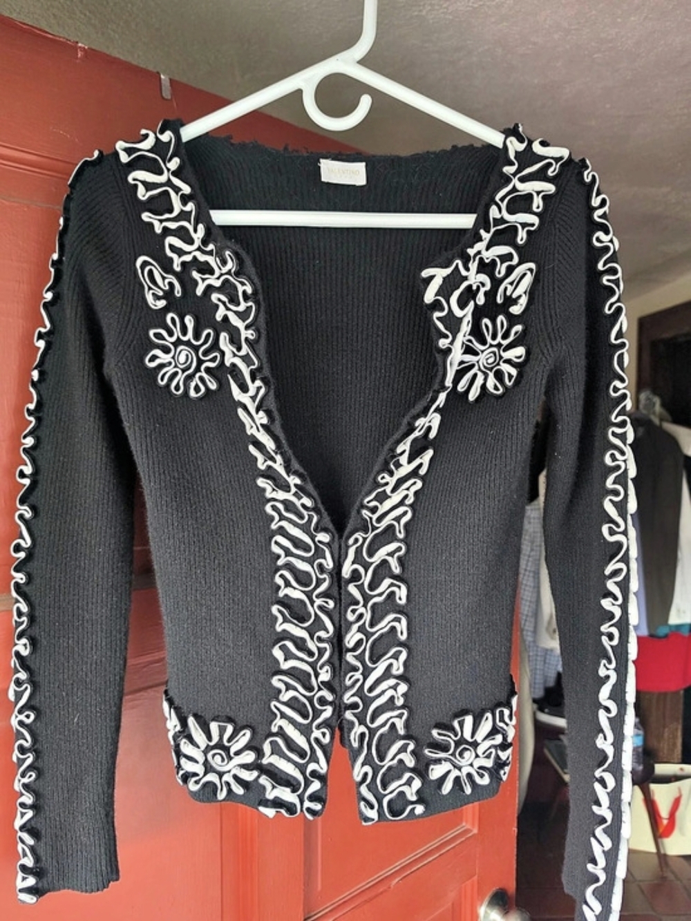 Valentino Roma Ladies Cashmere /Wool Embroidered Sweater *Hook & Loop Closure*22